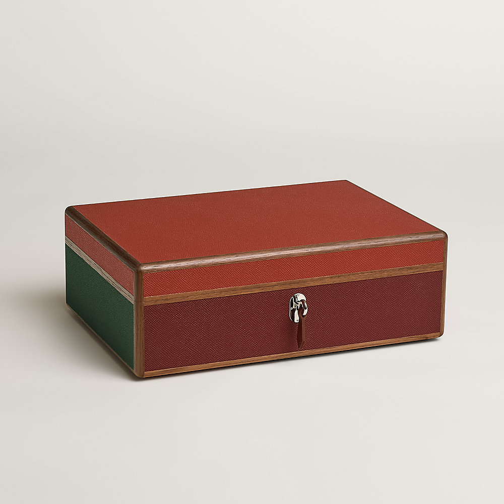 Amalthee Tricolore watch box, large model - Red | Hermès USA
